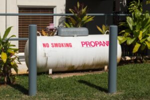 propane tank in the garden