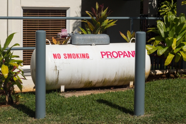 propane tank in the garden