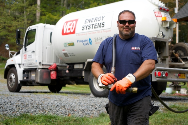 VEO Energy Systems propane truck and driver