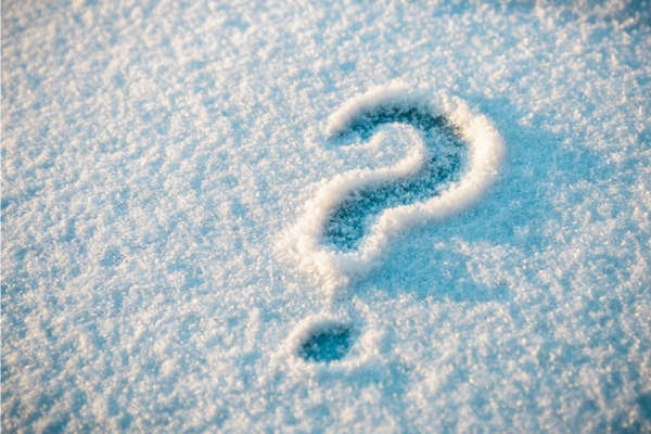 question mark drawn on snow depicting Propane Pool Heater FAQs